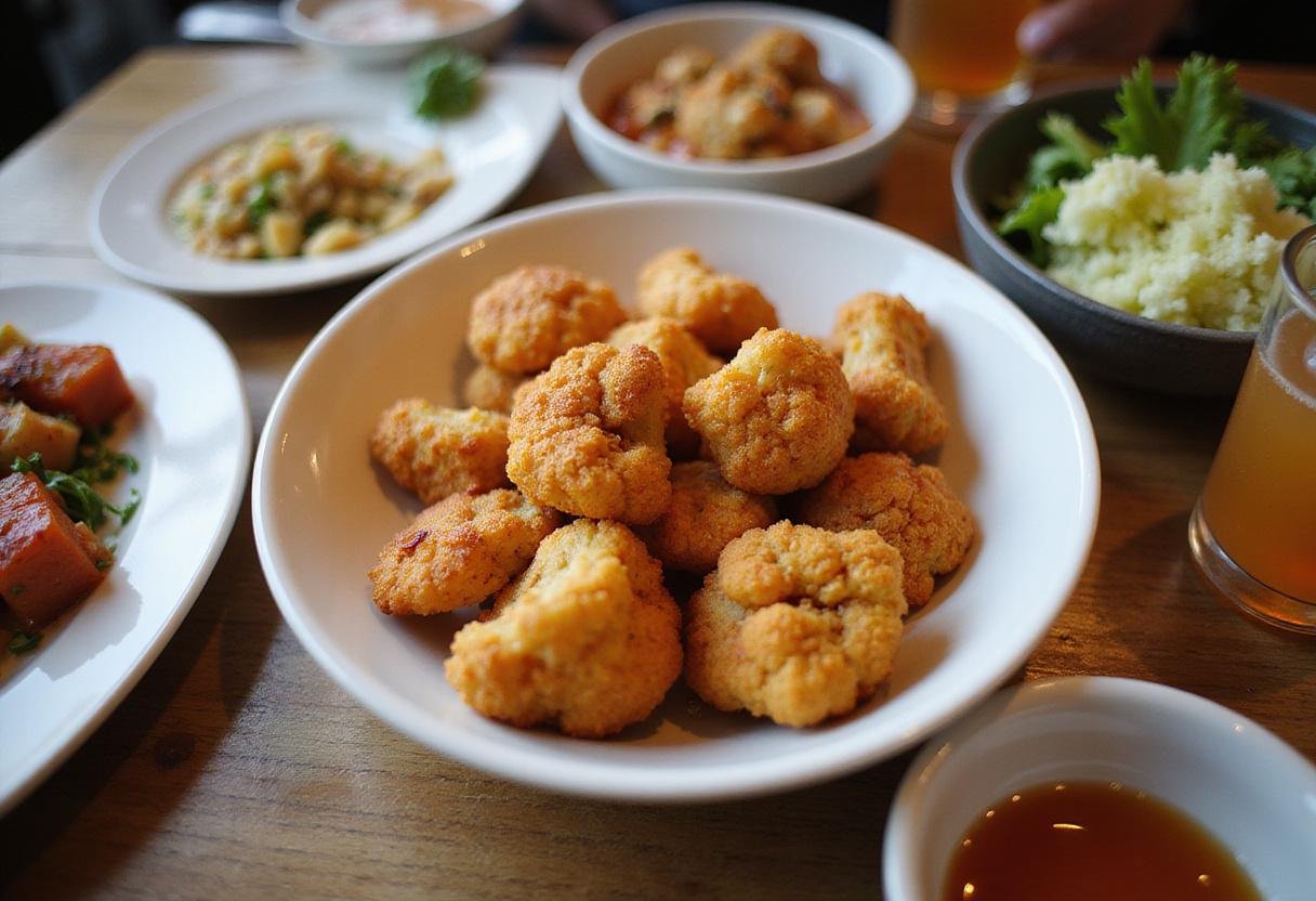 Stunning display of air fryer roasted cauliflower on a dining table, perfect for showcasing your healthy culinary skills.