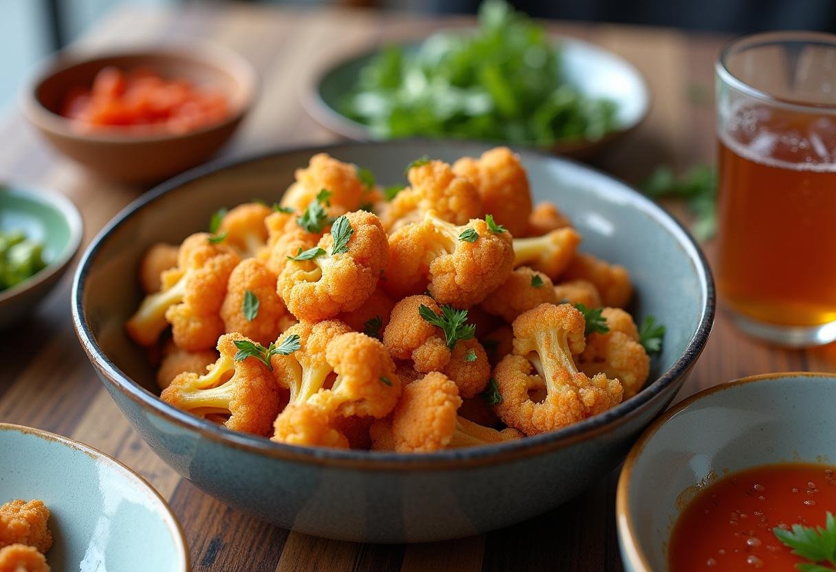 Stunning display of air fryer roasted cauliflower on a dining table, perfect for showcasing your healthy culinary skills.