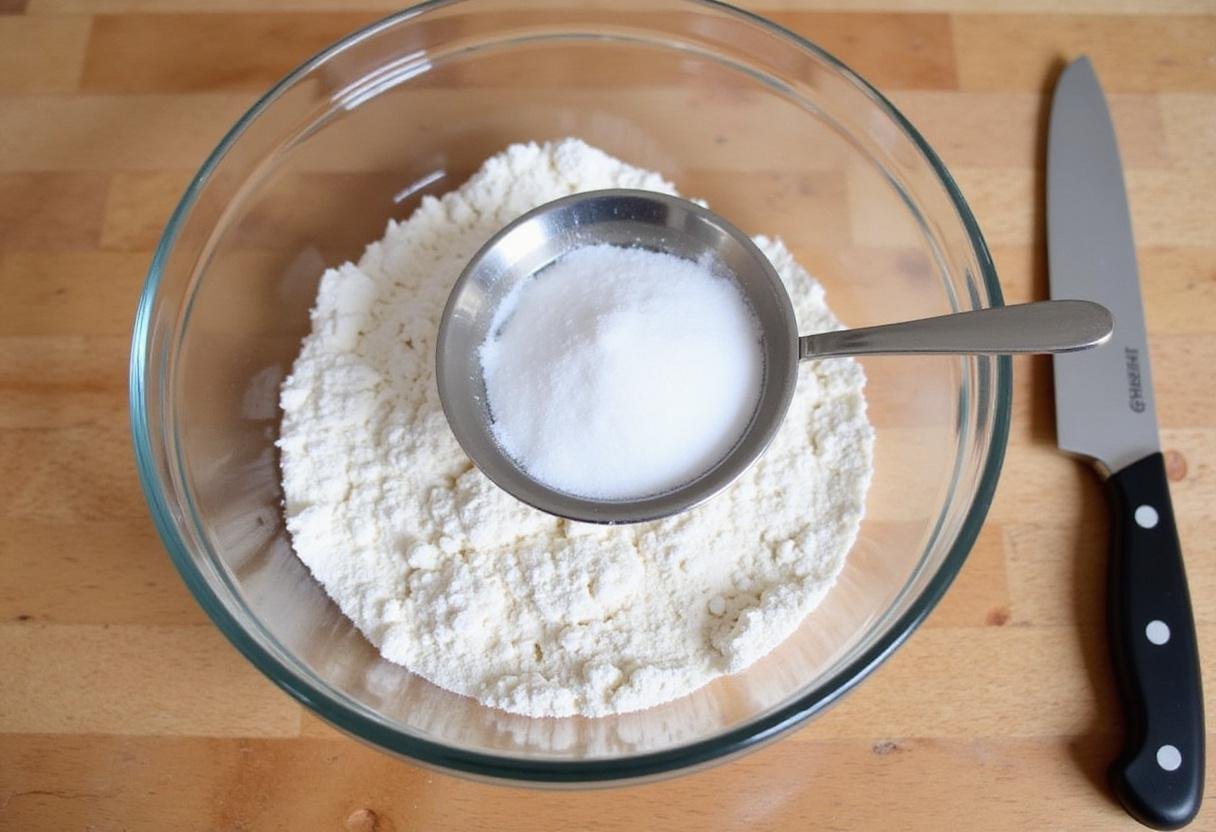 Sifting flour for a delicious sour cream cookie recipe, preparing the perfect dry ingredients for biscoff cookie butter cookies.
