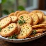 A captivating display of sourdough discard crackers on a rustic wooden table, showcasing sourdough cheese crackers and graham crackers.