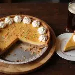 Serving the delicious Three Broomsticks Sweet Root Beer Pie, showcasing its creamy texture and delightful toppings.