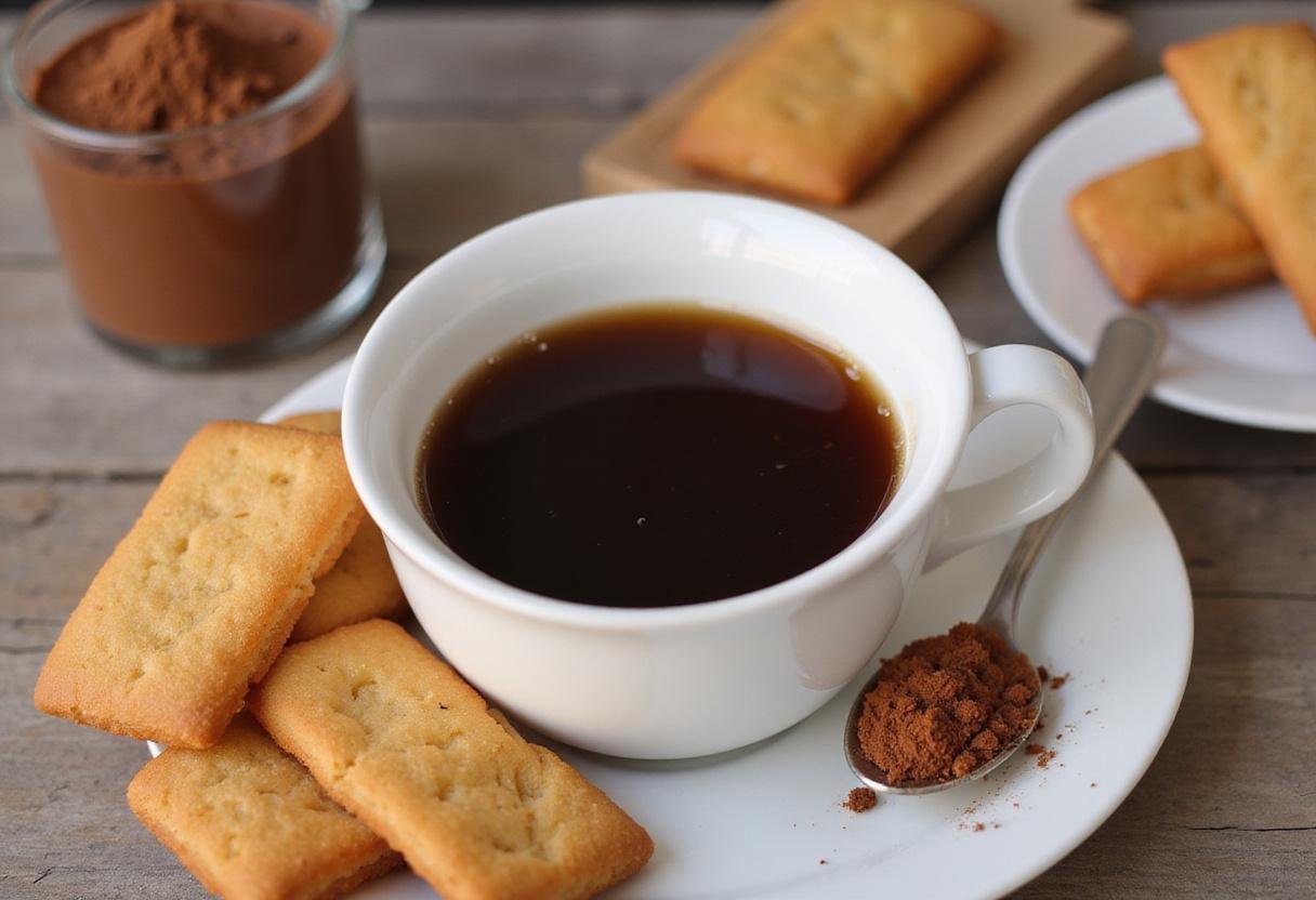 Making tiramisu with strong coffee and ladyfingers; a visual representation emphasizing tiramisu coffee preparation and flavors.