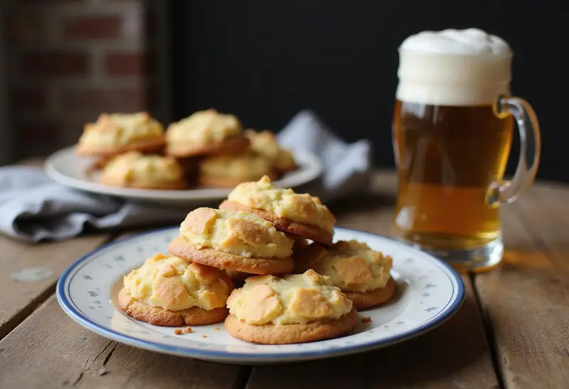 Chewy Ravenclaw Butterbeer Cream Cheese Cookies - A delicious final presentation of soft cookies served with butterbeer.