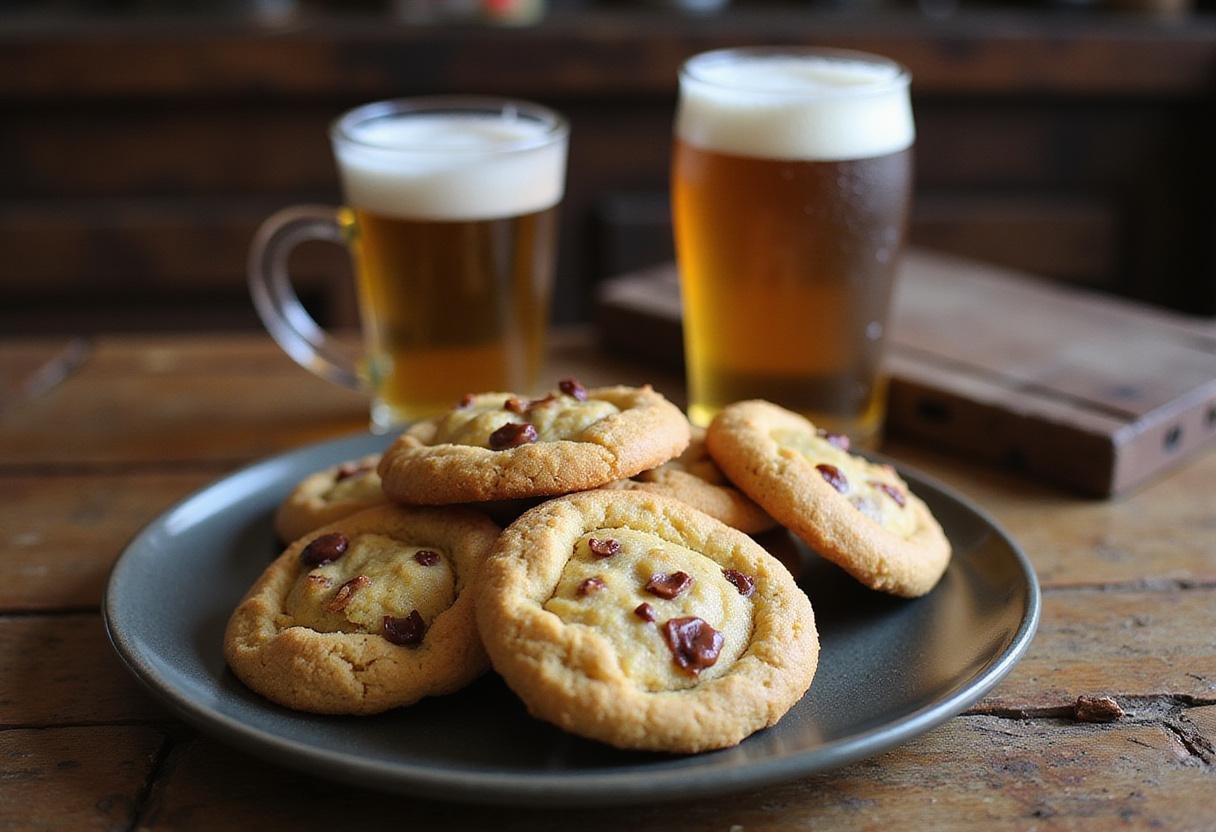 Chewy Ravenclaw Butterbeer Cream Cheese Cookies - A delicious final presentation of soft cookies served with butterbeer.