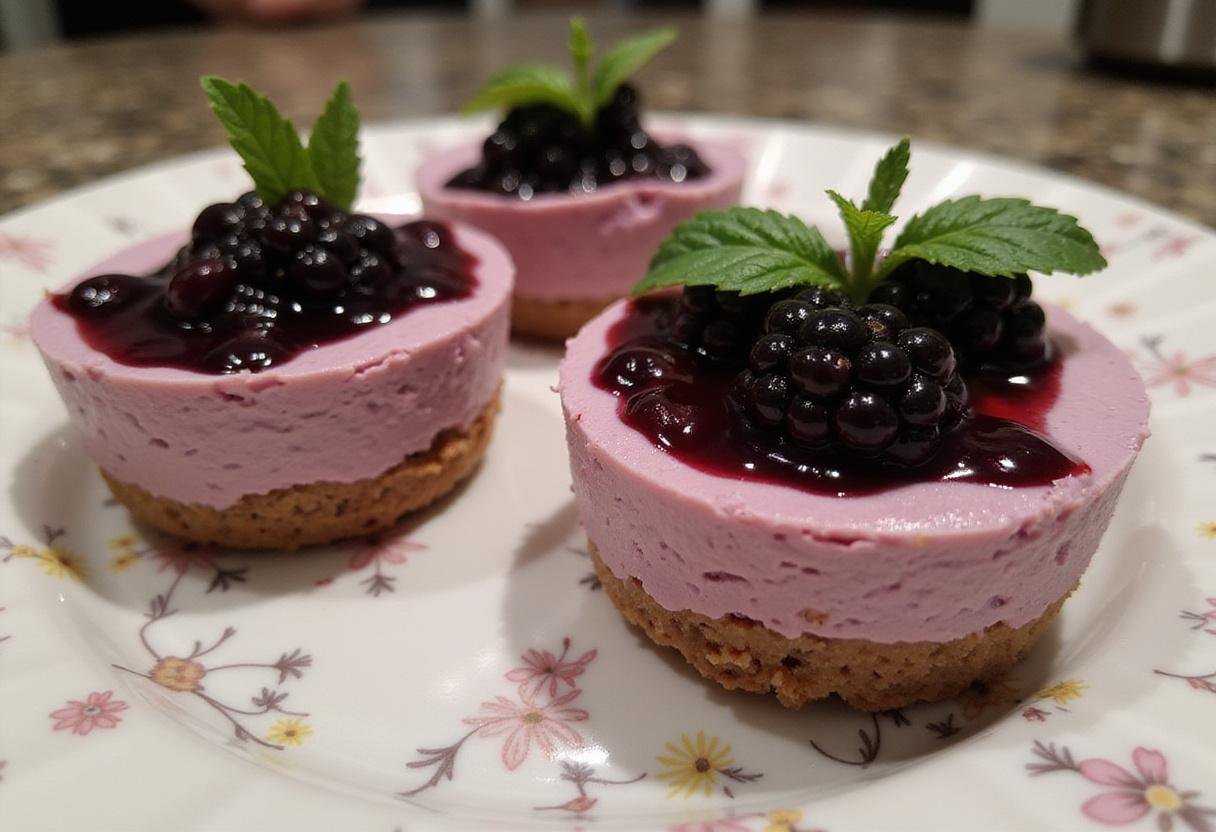 Delicious Forbidden Forest Blackberry Cheesecake Bites displayed with a vibrant presentation, perfect for dessert lovers.