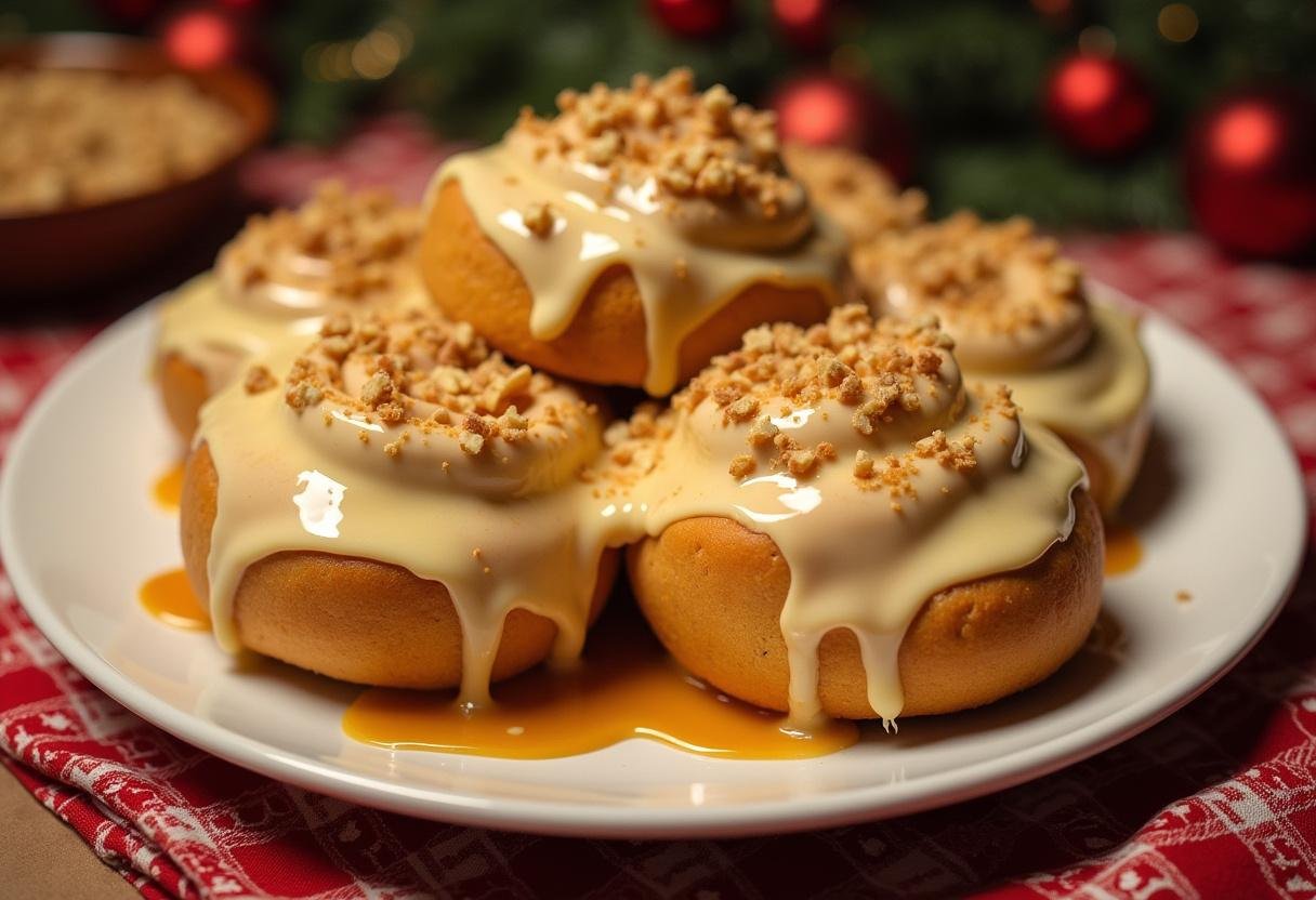 Final display of Golden Snitch Rolls with Butterscotch Cream Cheese Frosting, showcasing an appetizing and festive presentation.