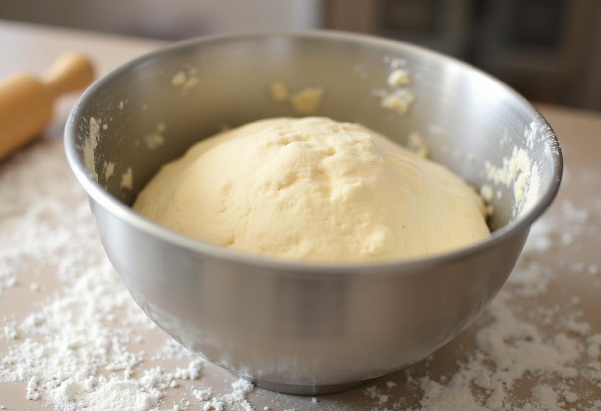 Kneading dough for Golden Snitch Rolls, showcasing a smooth mixture ready for rising.