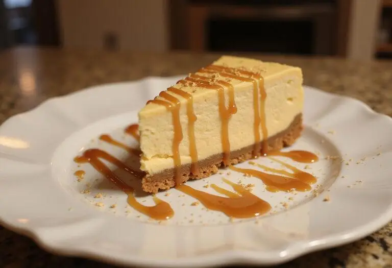Elegant slice of Golden Snitch Swirl Butterbeer Cheesecake Bars on a plate, showcasing its decadent layers and an appealing presentation.