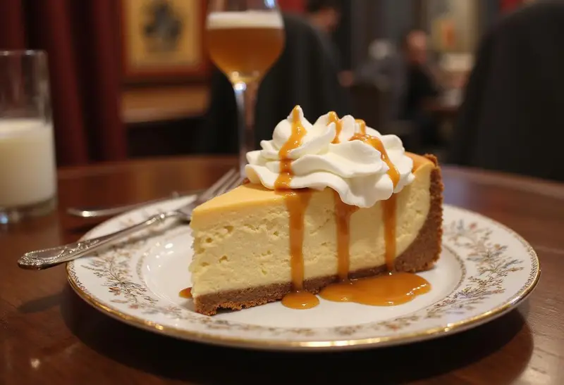Indulge in a slice of Harry Potter Authentic Butterbeer Cheesecake, a whimsical and delicious treat fit for wizards and witches.