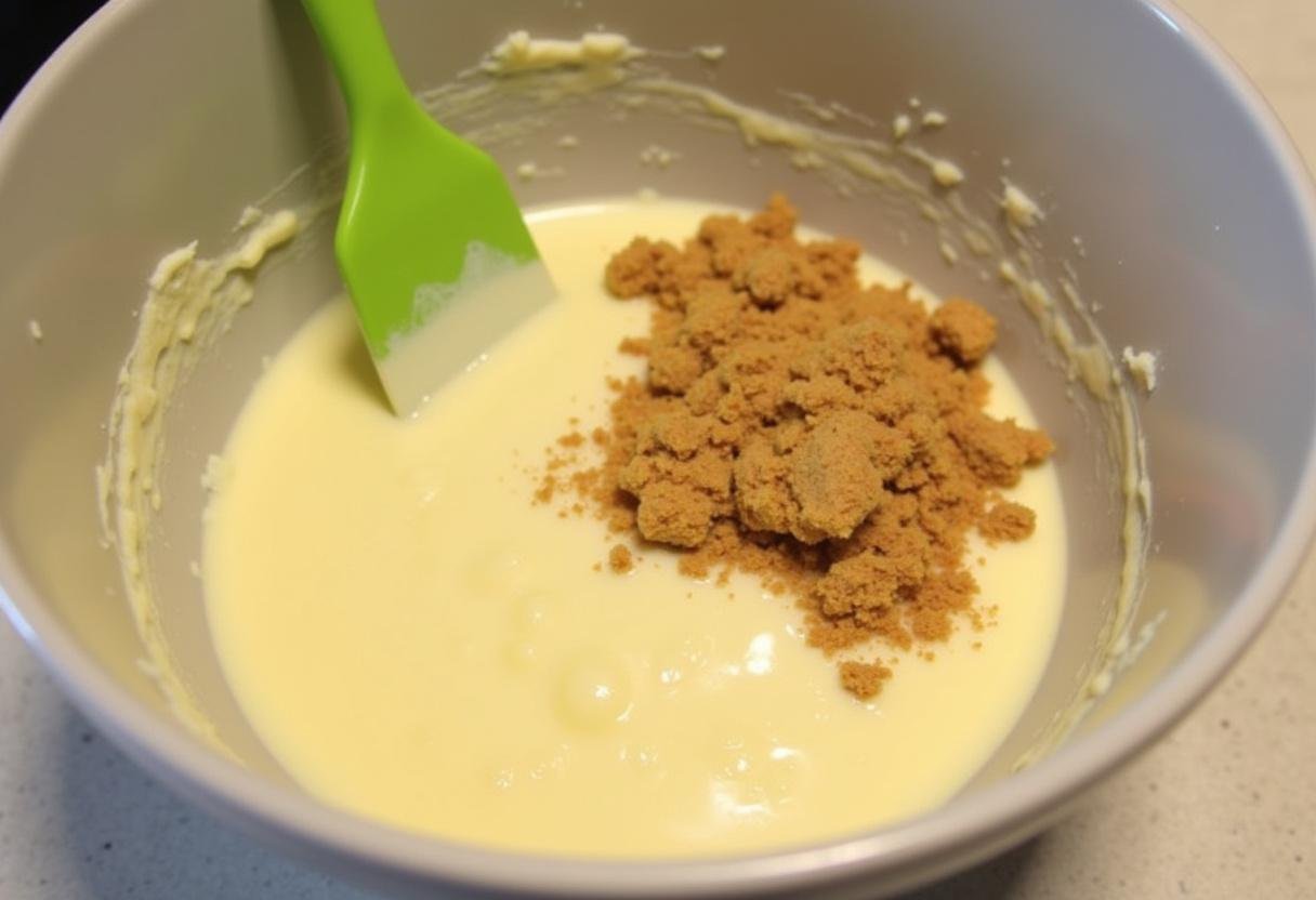 Combining cream cheese with butterscotch and graham crackers to create the base for Harry Potter Butterbeer Cheesecake Pops.