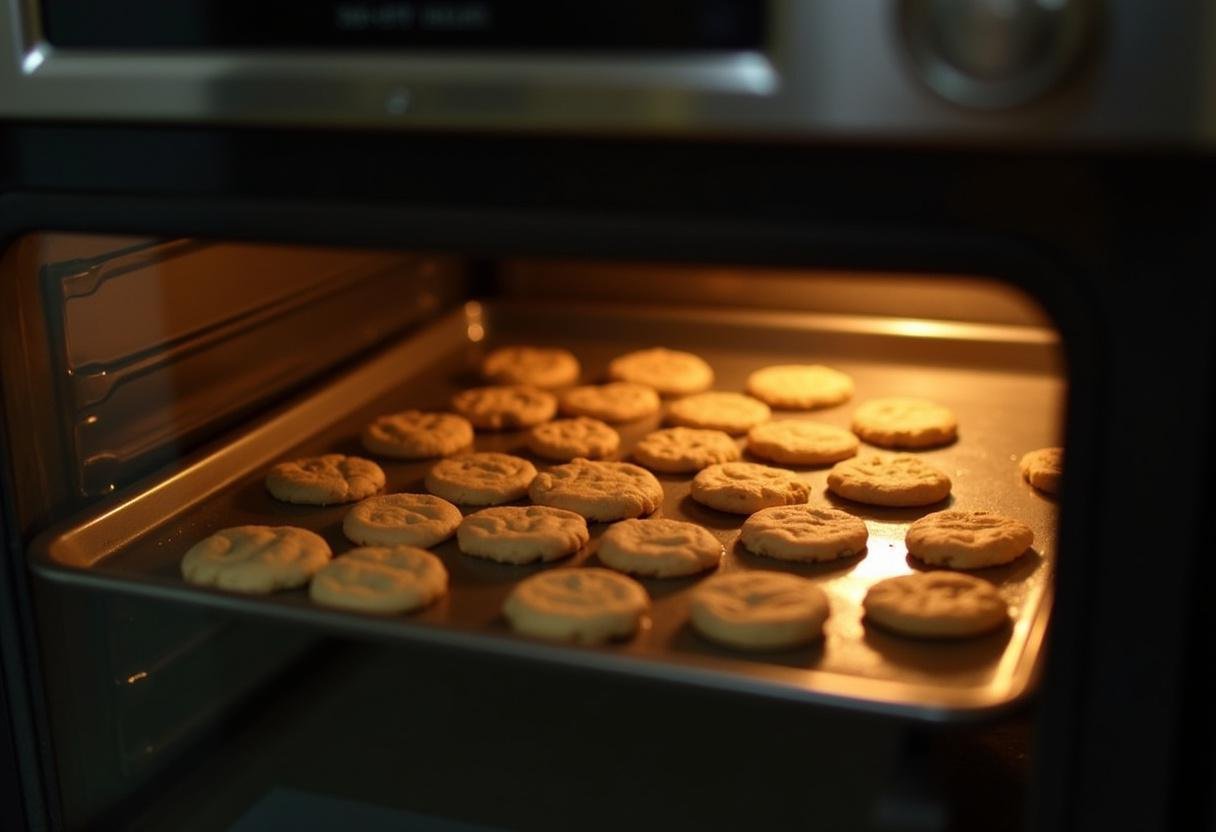 Honey-Glazed Gryffindor Butterbeer Cookies baking in the oven, releasing delicious aromas in a cozy kitchen environment.