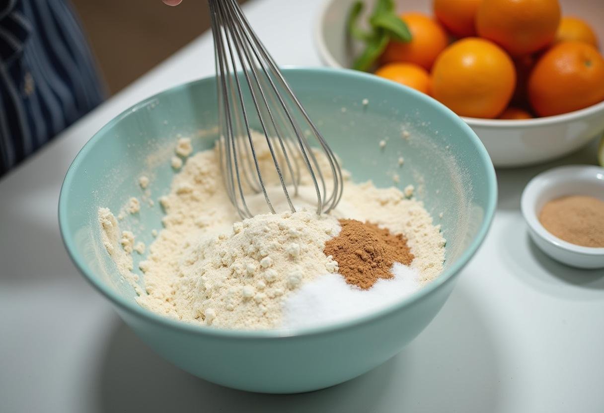 Mixing dry ingredients for Slytherin’s Hidden Butterbeer Cupcakes, showcasing the vibrant kitchen and baking essentials.