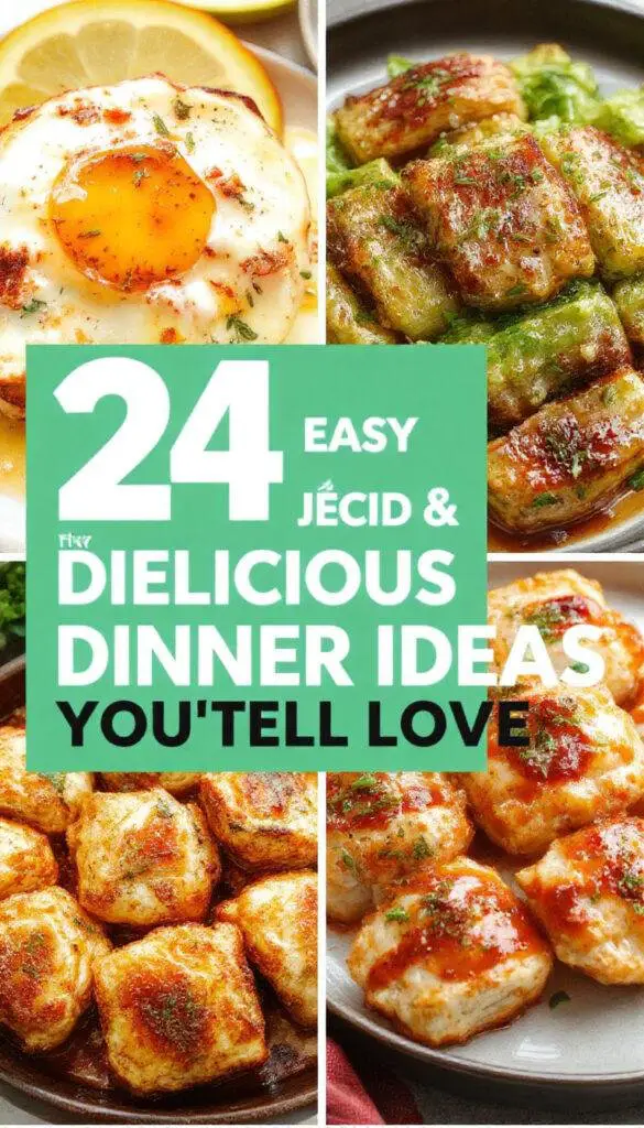 A vibrant plate featuring an assortment of colorful dinner dishes including grilled chicken, roasted vegetables, and fresh salads, all beautifully arranged on a rustic wooden table with garnishes and condiments.