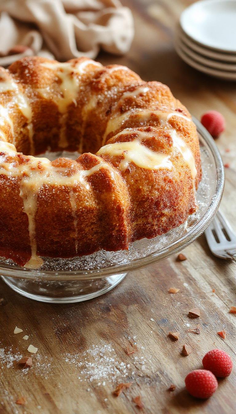 A slice of moist cream cheese pound cake on a plate, garnished with fresh berries and a drizzle of glaze, showcasing its rich texture.