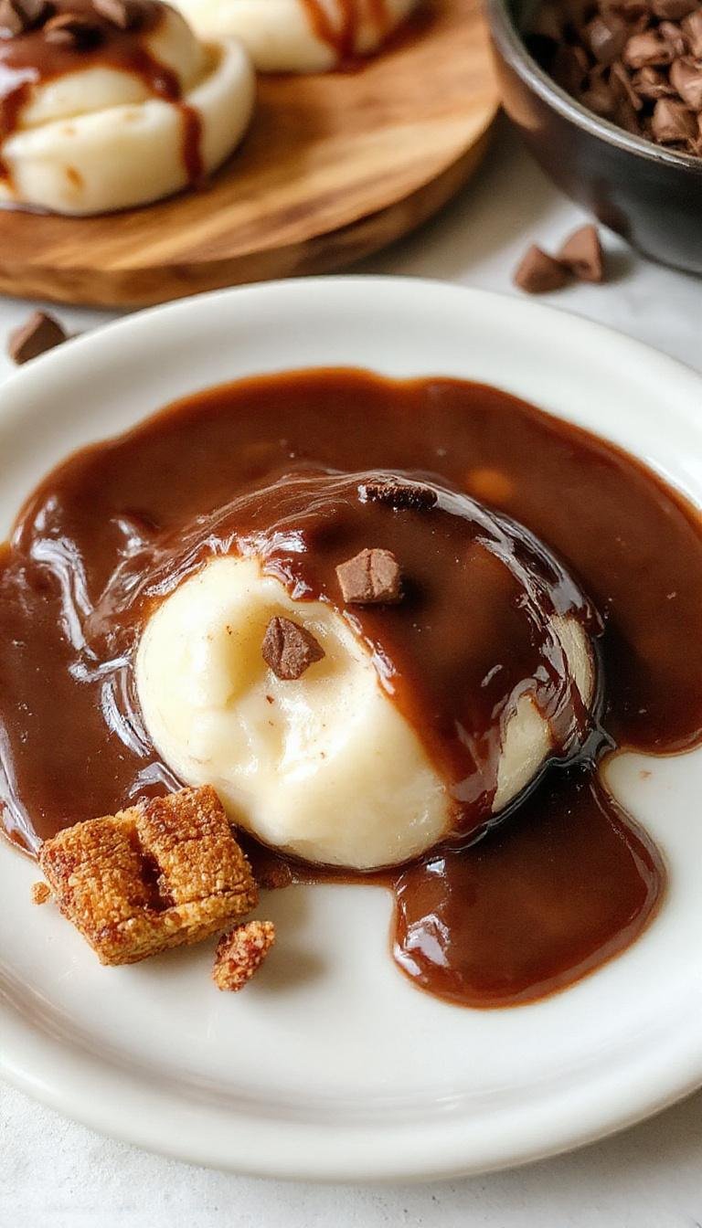 A creamy glass of coffee panna cotta topped with rich cocoa sauce and chocolate shavings, garnished with a coffee bean and mint leaf.