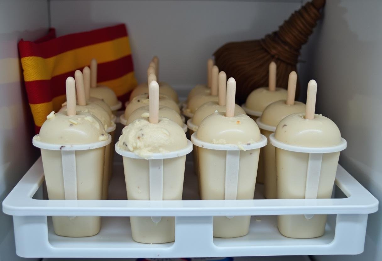 Freezing the cheesecake pops, a glimpse of Harry Potter-themed decor adds magic to the Enchanted Hogwarts Butterbeer experience.