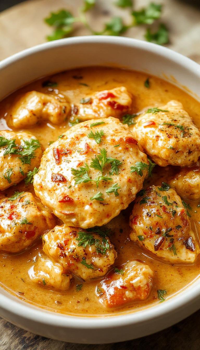 A bowl of Gordon Ramsay's creamy chicken tikka masala garnished with fresh herbs, served with steamed rice and naan bread on a rustic wooden table.