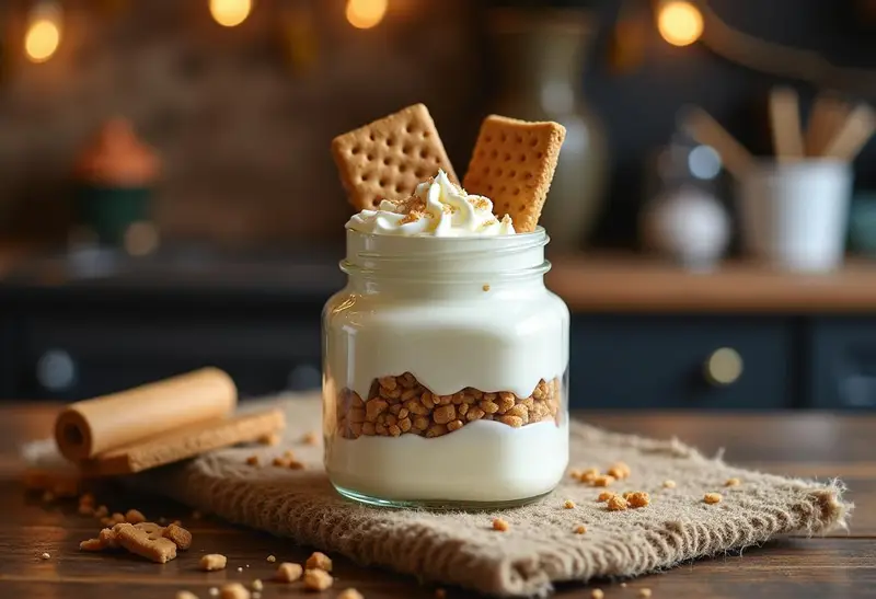Crafting delicious Harry Potter Butterbeer Cheesecake Jars with cream cheese layers and graham cracker crust