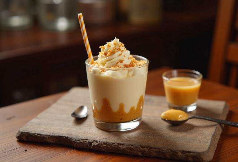 Finished Harry Potter Butterbeer Cheesecake Parfaits displayed elegantly, inviting fans of the wizarding world to indulge in this creamy dessert.