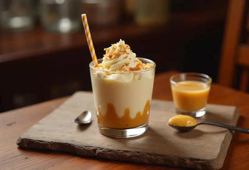 Finished Harry Potter Butterbeer Cheesecake Parfaits displayed elegantly, inviting fans of the wizarding world to indulge in this creamy dessert.