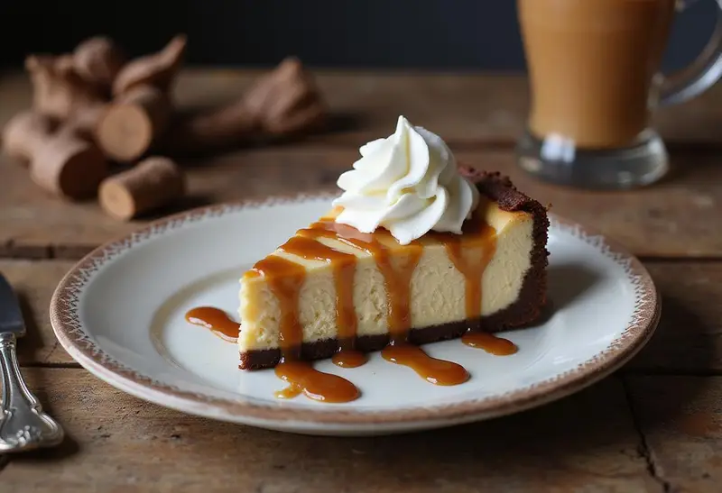 Final presentation of Harry Potter Chocolate Bottom Butterbeer Cheesecake slice, showcasing its delectable layers and magical appeal.