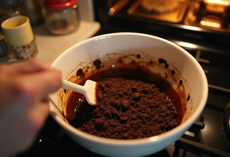 Deliciously prepared chocolate cookie crust for Harry Potter Chocolate Bottom Butterbeer Cheesecake in a cozy kitchen.