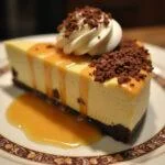 Final presentation of Harry Potter Chocolate Chip Cookie Bottom Butterbeer Cheesecake, showcasing its delicious layered dessert appeal.