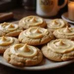 Platter of Hogsmeade Butterbeer Cookies with Spiced Buttercream Icing, beautifully decorated and perfect for any magical gathering.
