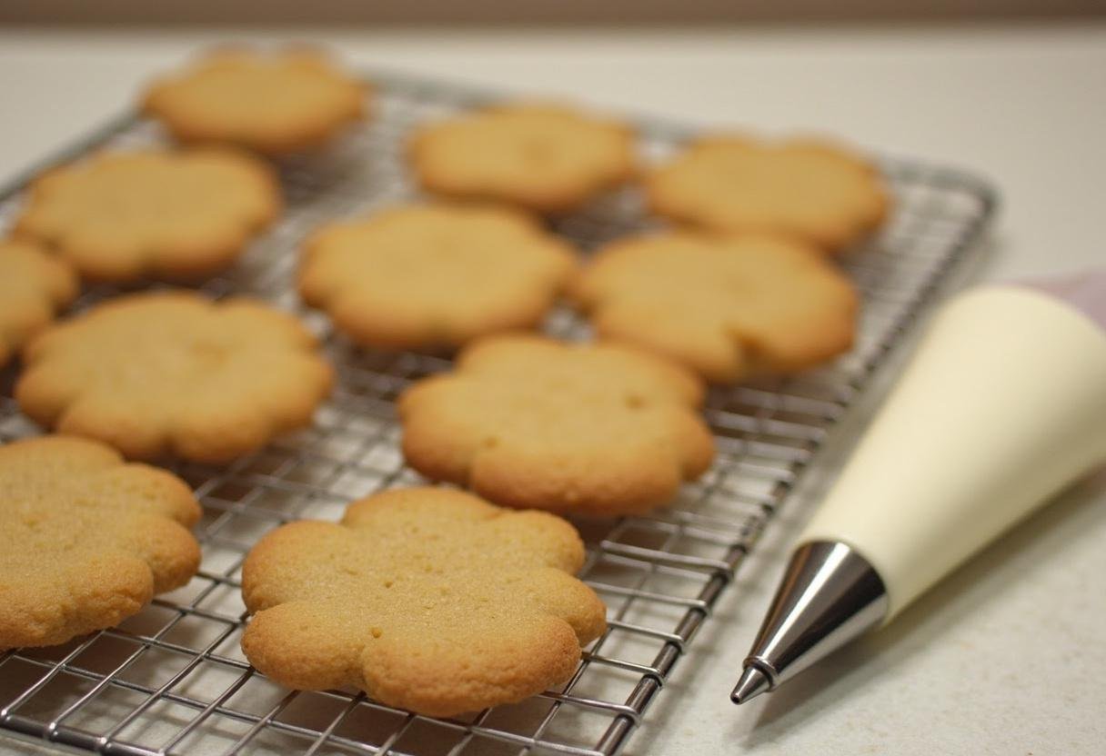 Cooling Hogsmeade Butterbeer Cookies adorned with spiced buttercream icing, highlighting the finishing touches to the baking process.