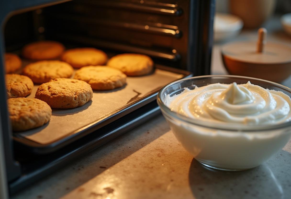 Baking Hogsmeade Pub-Style Butterbeer Cookies, freshly baked cookies are ready to be frosted with velvety white buttercream.