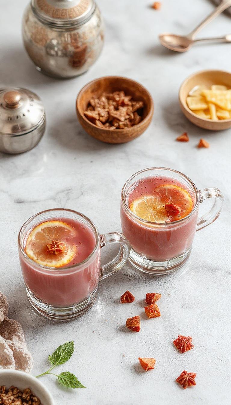 A vibrant cup of Kashmiri Pink Chai with frothy pink tea, garnished with crushed pistachios and served in an elegant glass cup.