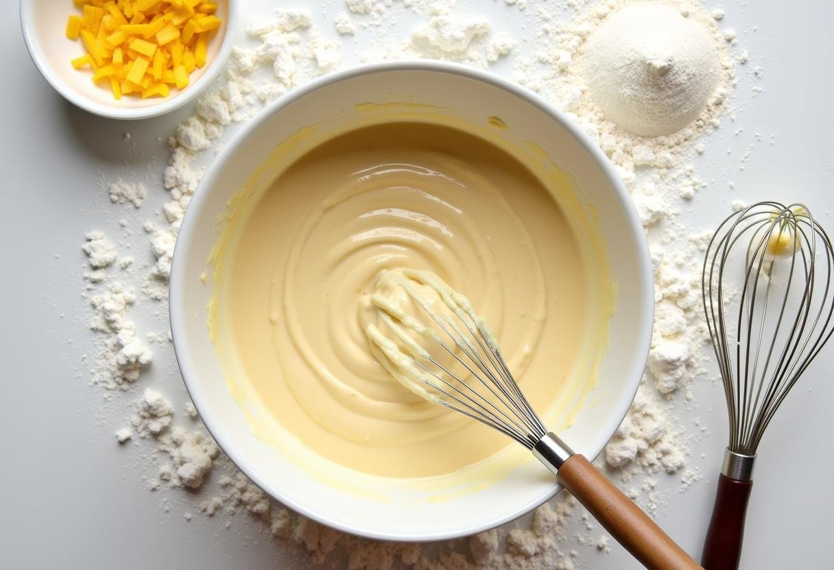 Mixing ingredients for Ravenclaw Lemon Cookies with Lavender Glaze, showcasing flour and lemon zest in a bright kitchen environment.