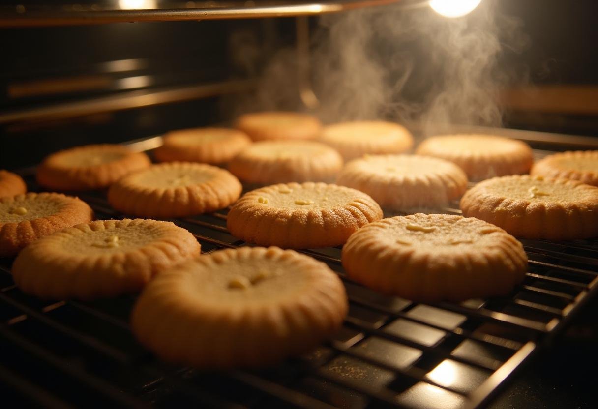 Freshly baked Ravenclaw Lemon Cookies with Lavender Glaze cooling on a rack, showcasing the final stage of baking.