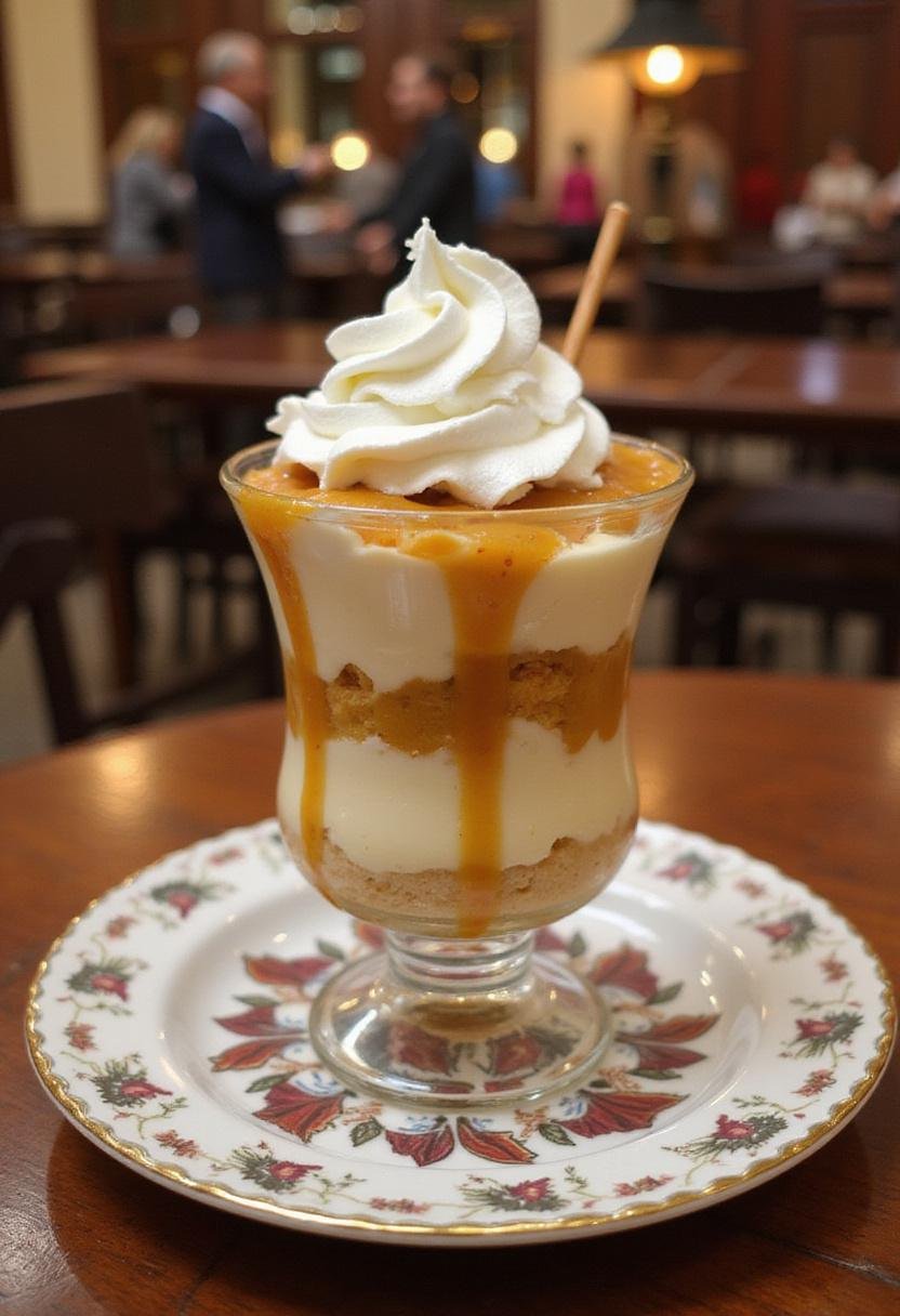 Final display of Harry Potter Butterbeer Cheesecake Parfaits featuring luxurious layers and beautiful presentation.
