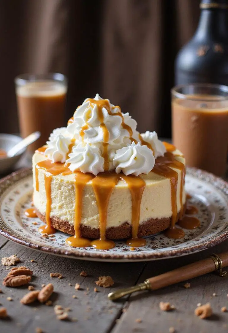 Delicious Harry Potter White Chocolate Butterbeer Cheesecake ready to be served, showcasing the enchanting flavors inspired by the wizarding world.