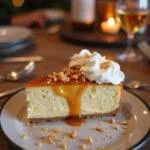 Slice of Enchanted Harry Potter Butterbeer Cheesecake with Brownie Base on a plate, ready to delight.