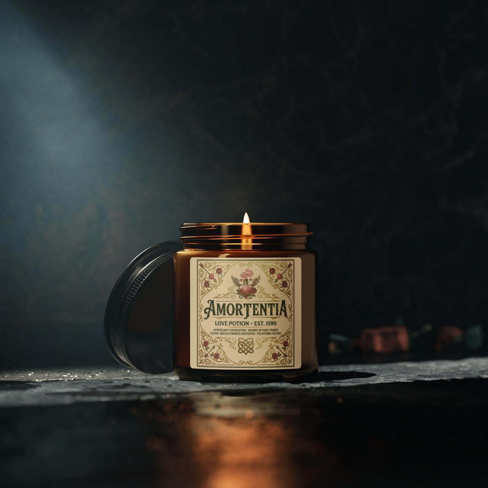 Amortentia Love Potion Scented Soy Candle — Amber Jar Aromatherapy Candle