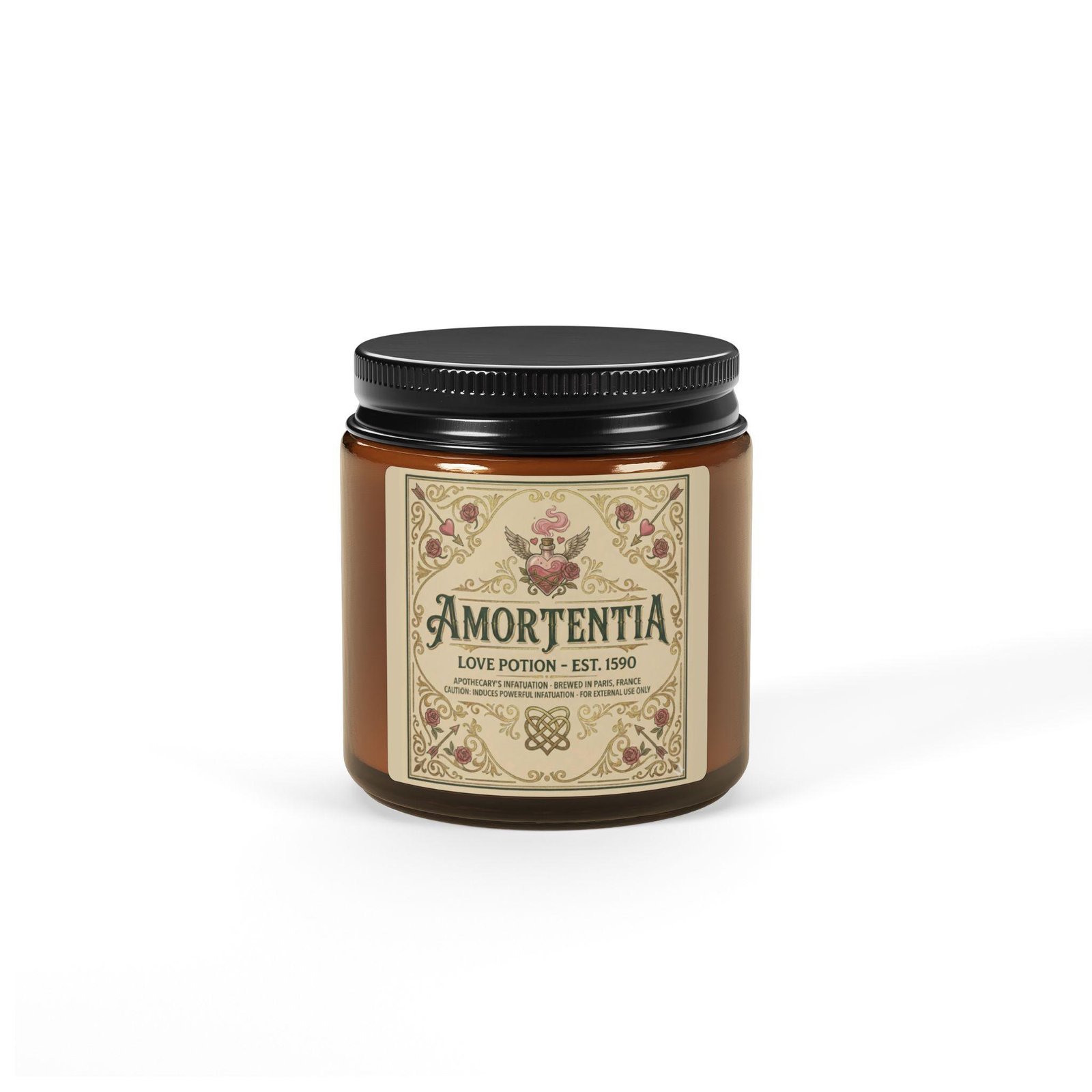 Amortentia Love Potion Scented Soy Candle — Amber Jar Aromatherapy Candle - Image 2