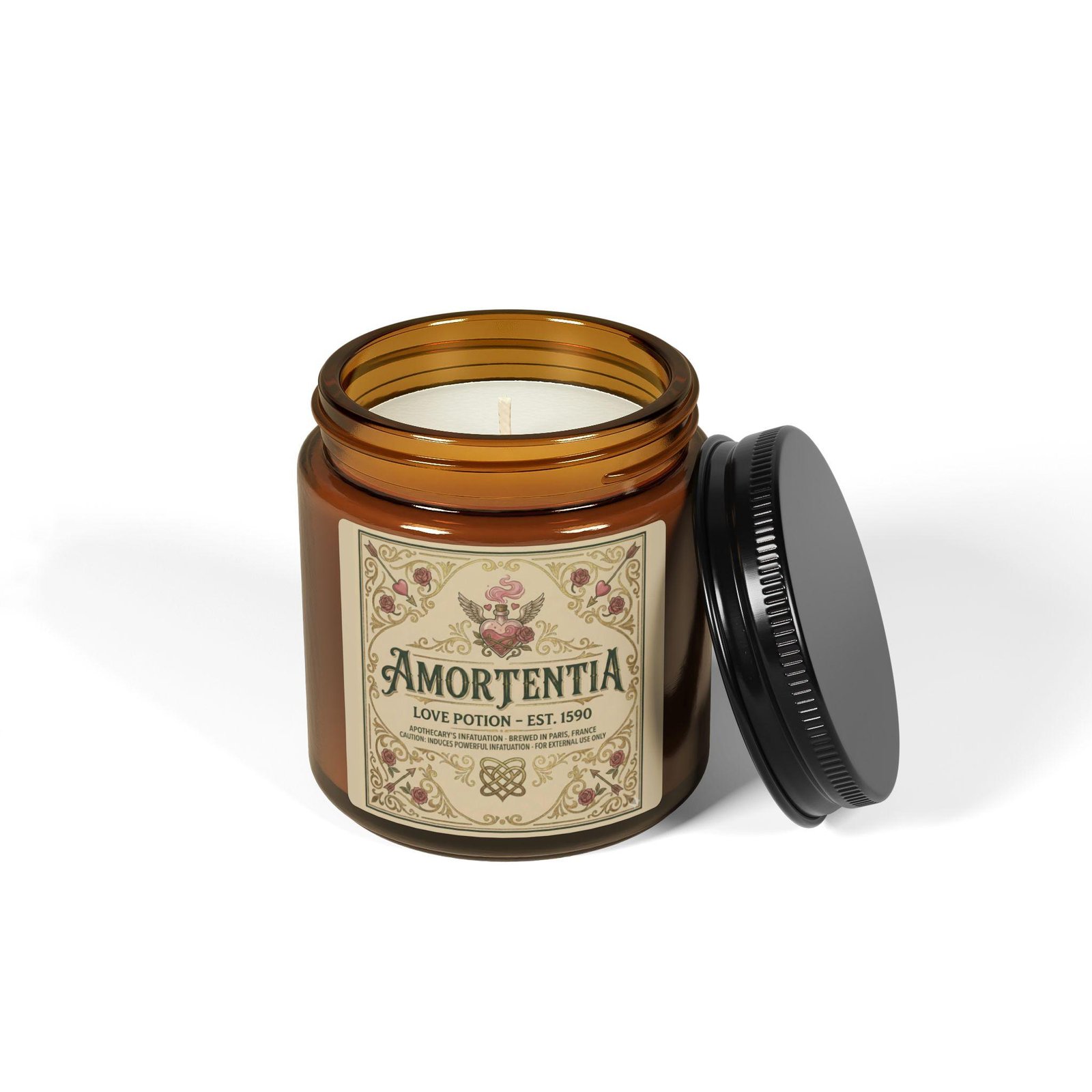 Amortentia Love Potion Scented Soy Candle — Amber Jar Aromatherapy Candle - Image 3