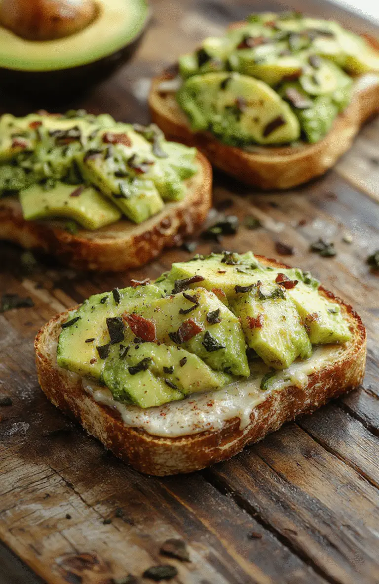 Colorful variety of avocado toasts beautifully arranged on a rustic wooden platter. Each toast showcases different toppings like cherry tomatoes, smoked salmon, poached eggs, radishes, and microgreens, with textures ranging from creamy avocado to crispy bread. The vibrant colors and fresh ingredients create an inviting and appetizing visual.