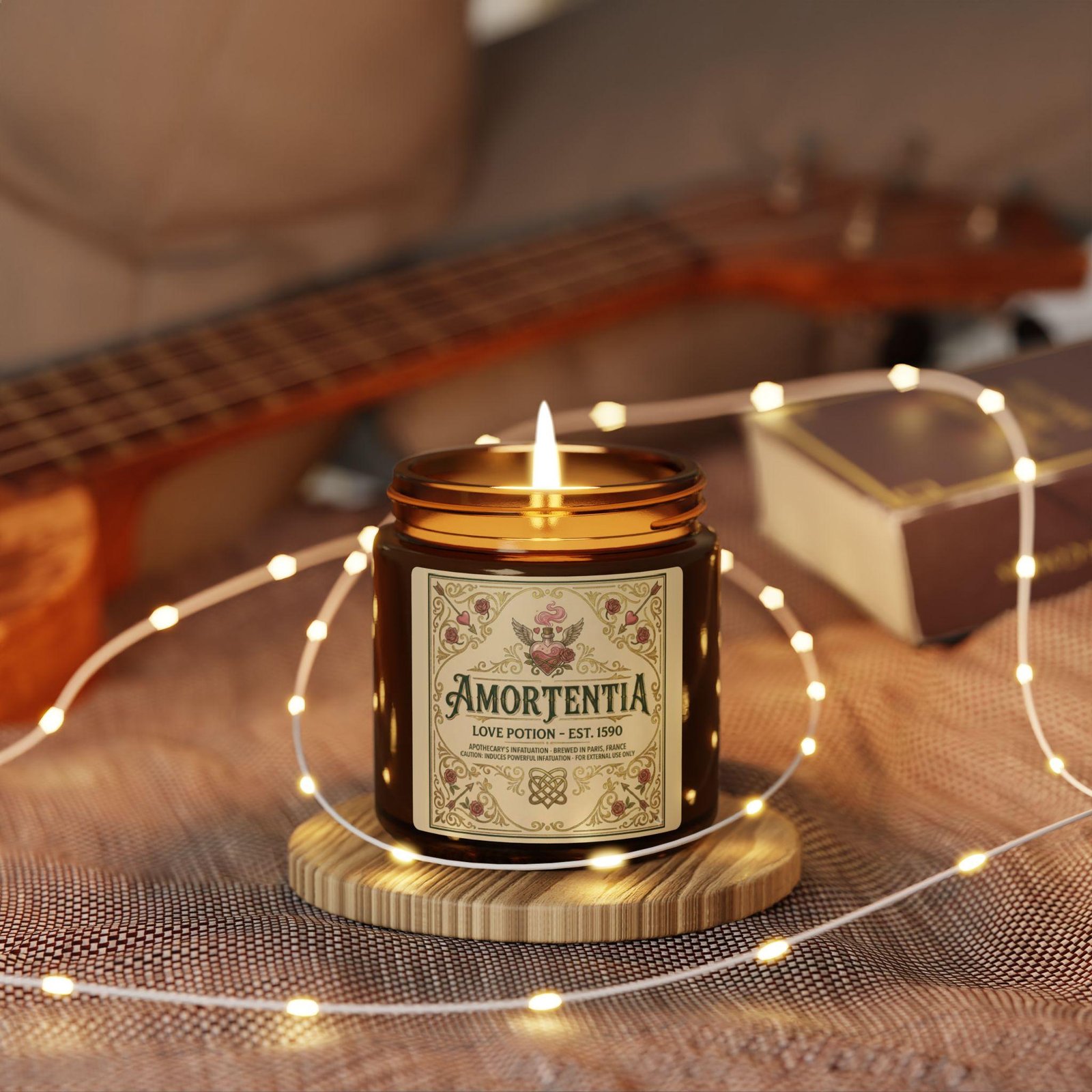 Amortentia Love Potion Scented Soy Candle — Amber Jar Aromatherapy Candle - Image 4