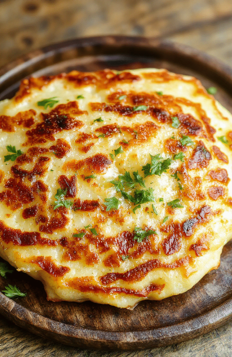 Golden crispy German potato pancakes stacked on a rustic wooden plate, garnished with fresh herbs, crispy edges, shredded potatoes visible, inviting and appetizing.