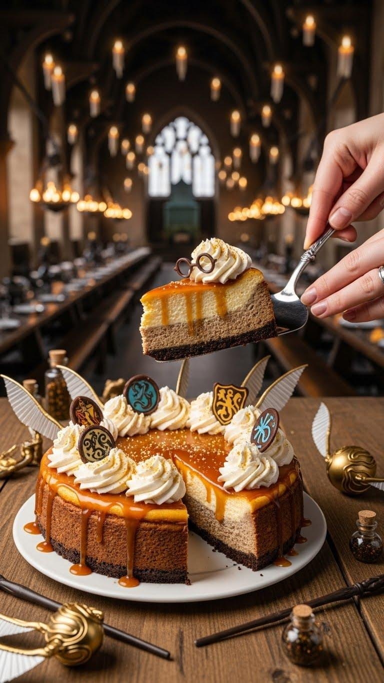 ✨ Enchanted Harry Potter Butterbeer Cheesecake of the Great Hall