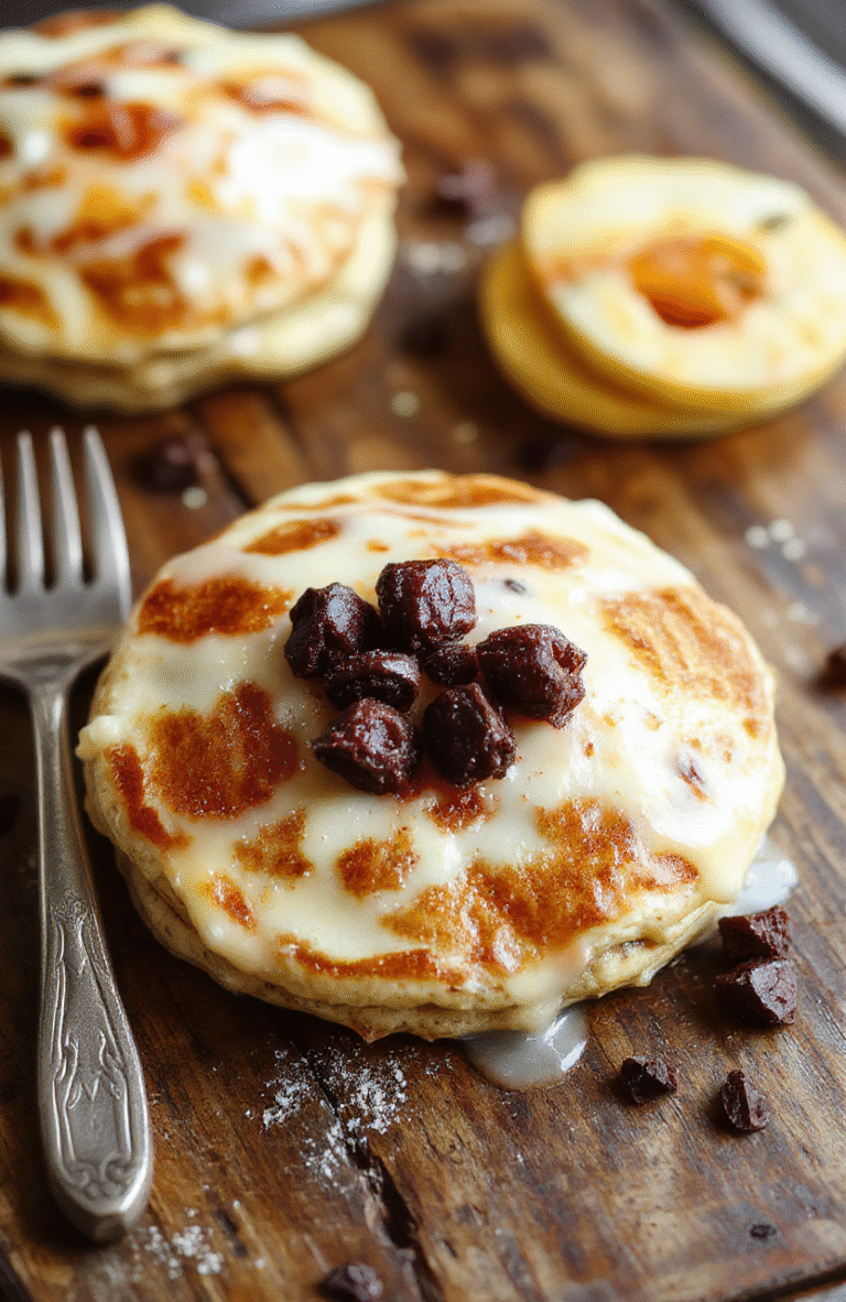 A stack of golden brown healthy pancakes topped with fresh berries, honey drizzle, and a sprig of mint on a white plate with a light wooden table background. The pancakes look fluffy and moist with visible grains and a slight crust, styled for a vibrant and appealing breakfast shot.