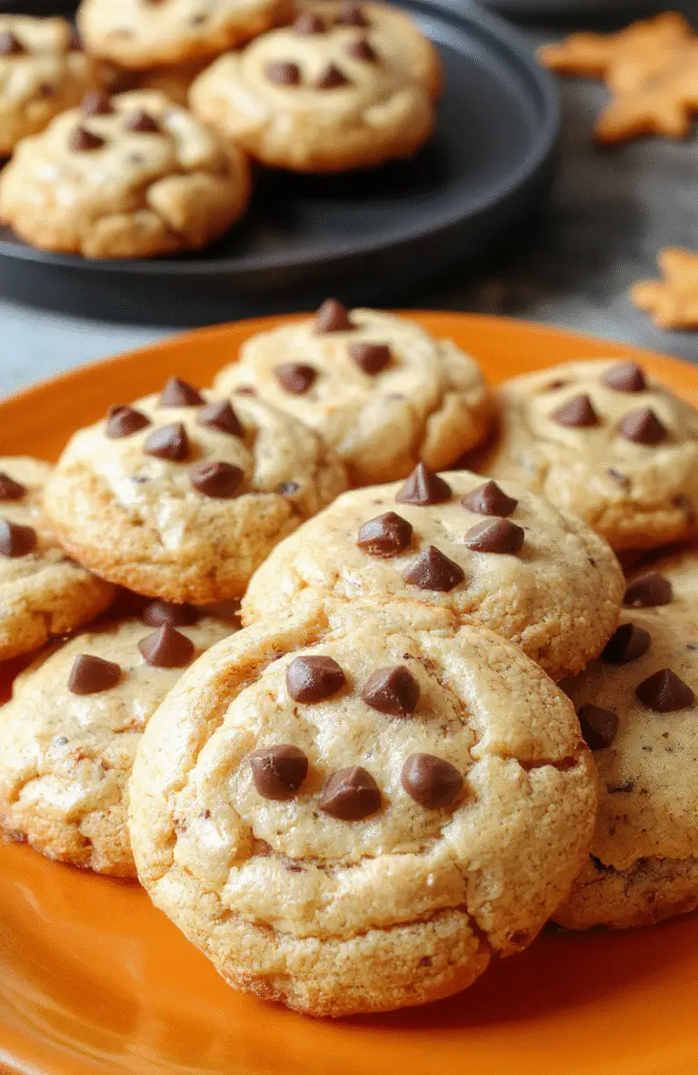 Colorful spider-shaped peanut butter cookies with chocolate eyes arranged on a vibrant orange plate, playful Halloween-themed sprinkles, soft and chewy texture, styled with a dark background for contrast.