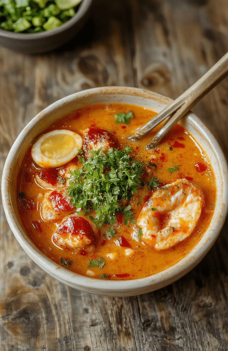 A vibrant bowl of creamy spicy Korean ramen featuring rich broth, tender noodles, vibrant green scallions, and slices of spicy red peppers, styled on a rustic wooden table with sesame seeds sprinkled on top, showcasing a glossy, appetizing presentation with steam rising, in warm lighting.