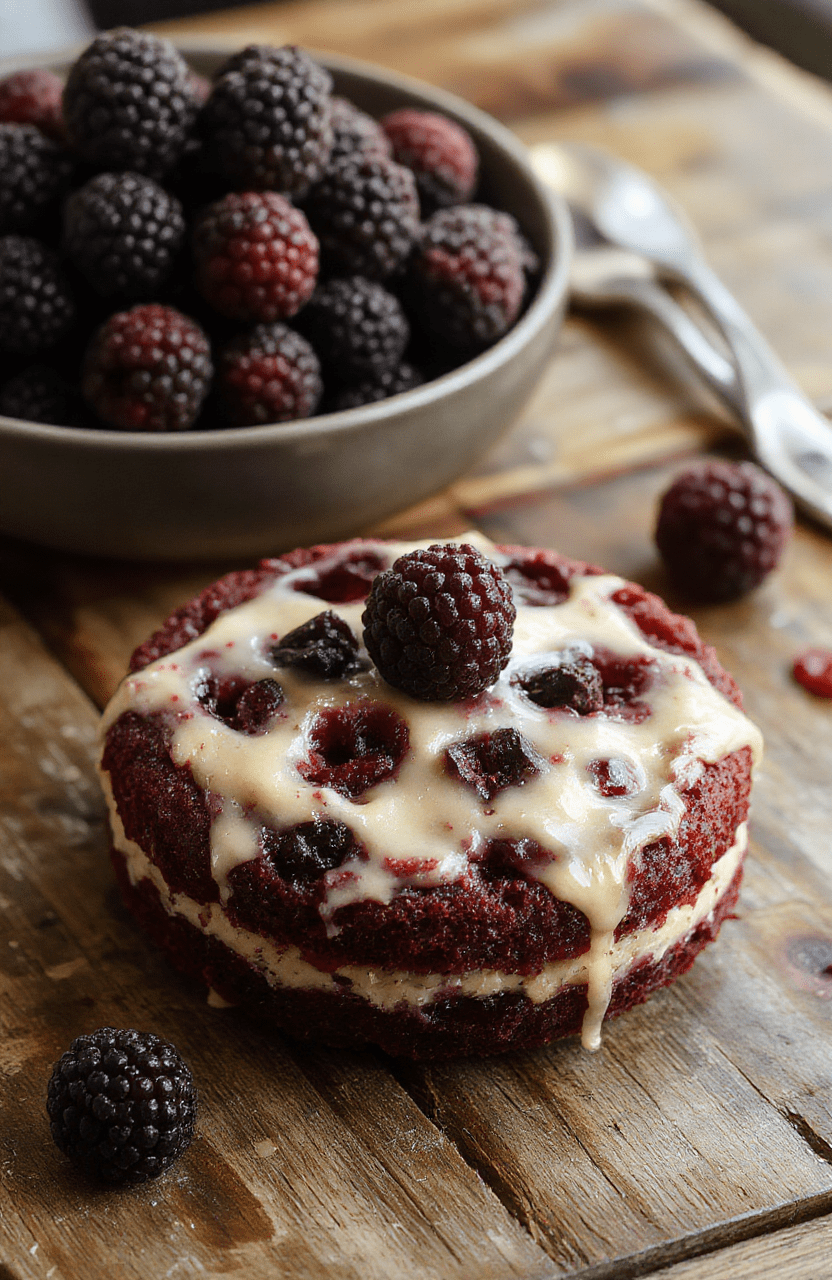 A vibrant, dark gothic-style blackberry cake decorated with glossy blackberries and edible silver accents, layered elegantly on a black slate plate, with a moody dark background and soft lighting emphasizing the rich textures and deep purple hues of the cake and fresh fruit.