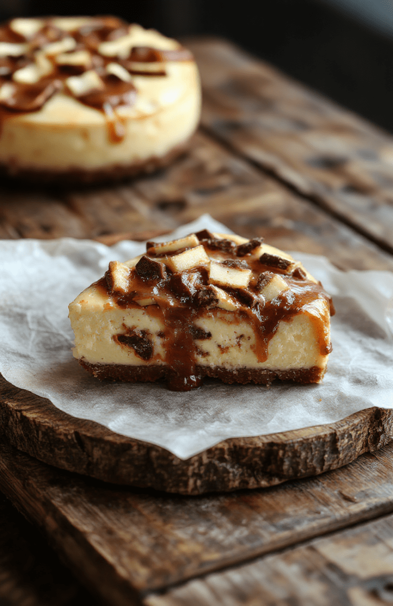 A stunning slice of turtle cheesecake on a white plate, topped with glossy caramel and rich chocolate drizzle, garnished with pecans, set against a soft pastel background with a lightly textured table surface, featuring smooth cheesecake filling and a crispy crust showing texture contrast.