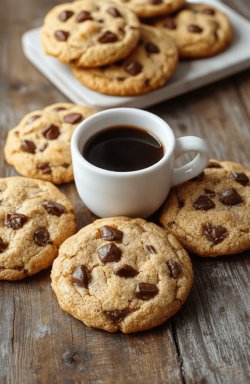 Colorful coffee cake cookies arranged on a rustic wooden tray, showcasing golden brown edges, cinnamon swirls, crumbly streusel topping, with a cozy fall-themed background, inviting and aromatic appearance.