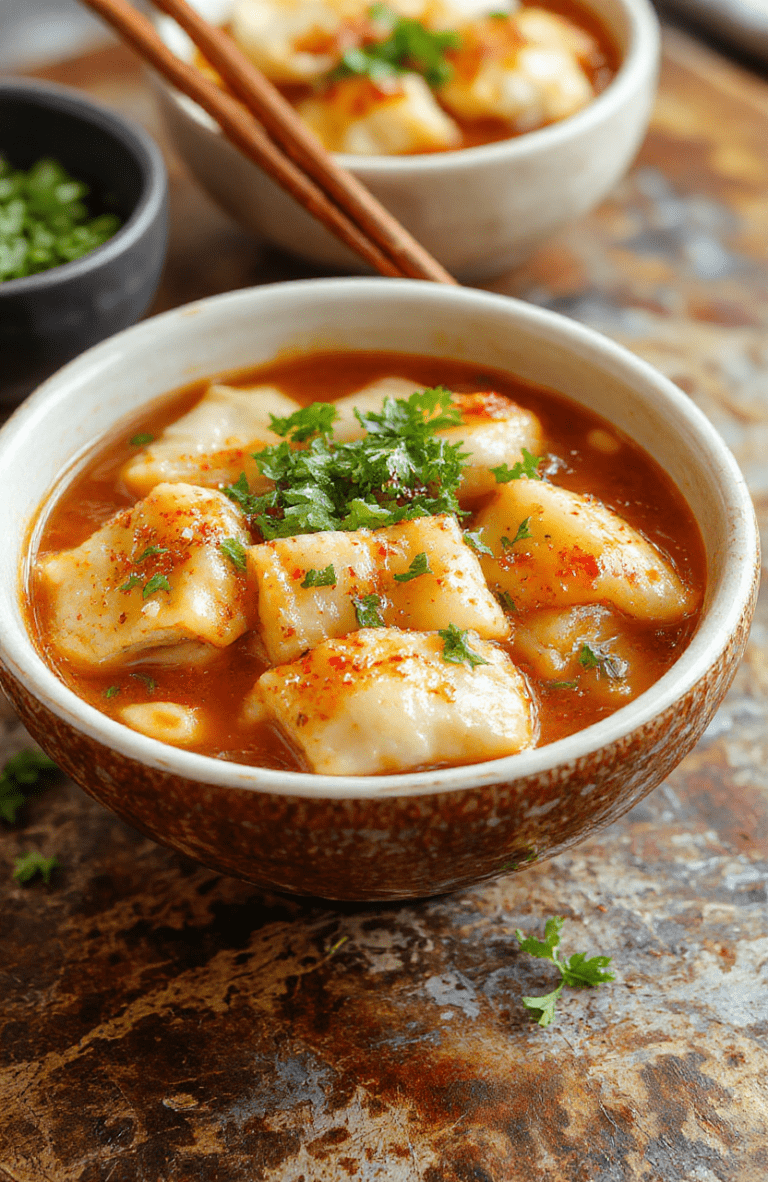 Colorful potsticker noodle bowls featuring crispy-edged potstickers arranged over tender stir-fried noodles, topped with chopped scallions and sesame seeds, served in a rustic ceramic bowl with vibrant vegetables and a glossy sauce, styled casually to evoke a cozy, homemade meal.